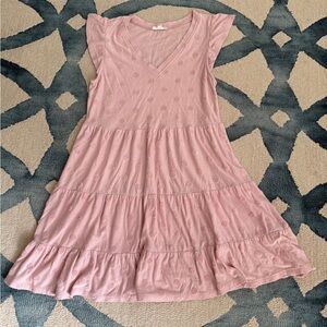 MINE Pink Ruffled Sundress with V-Neck - Size S